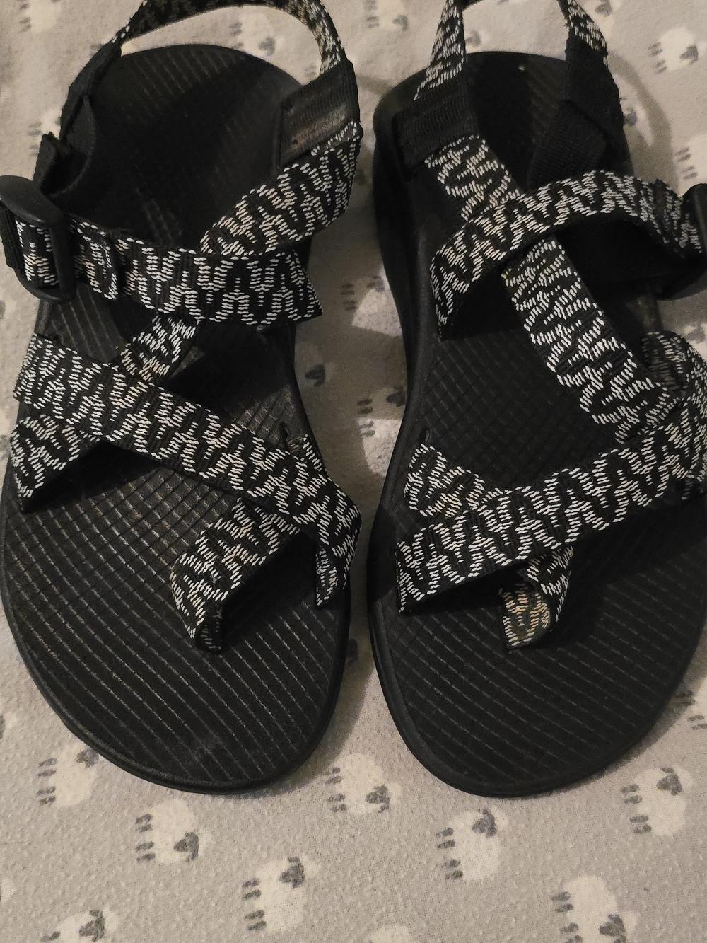 Chaco Women's Black and White Patterned Sport Sandals